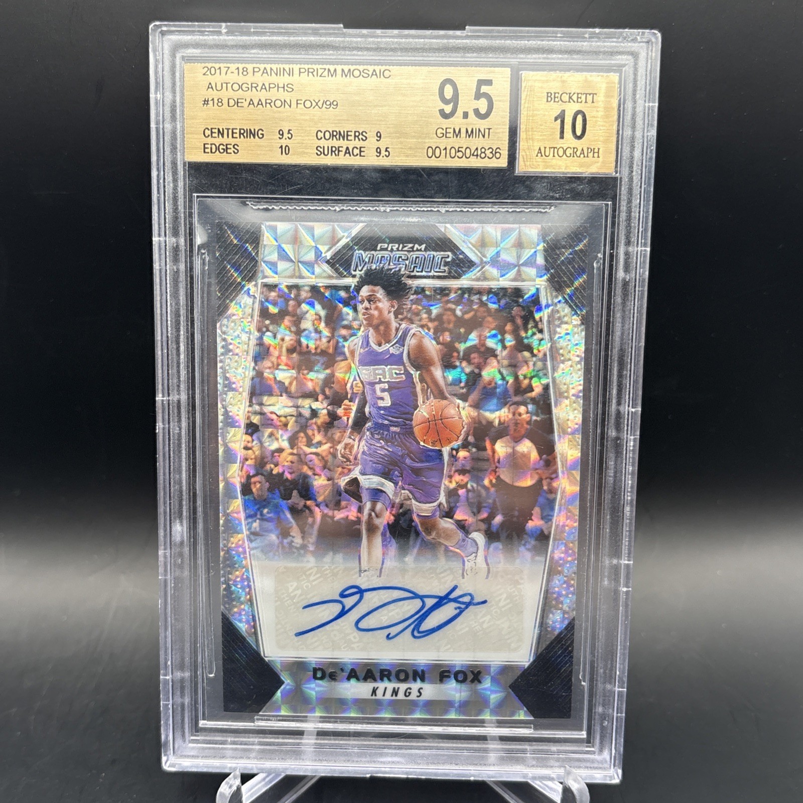 2017-18 Panini Prizm Mosaic De'Aaron Fox RC Rookie /99 Auto SSP BGS 9.5