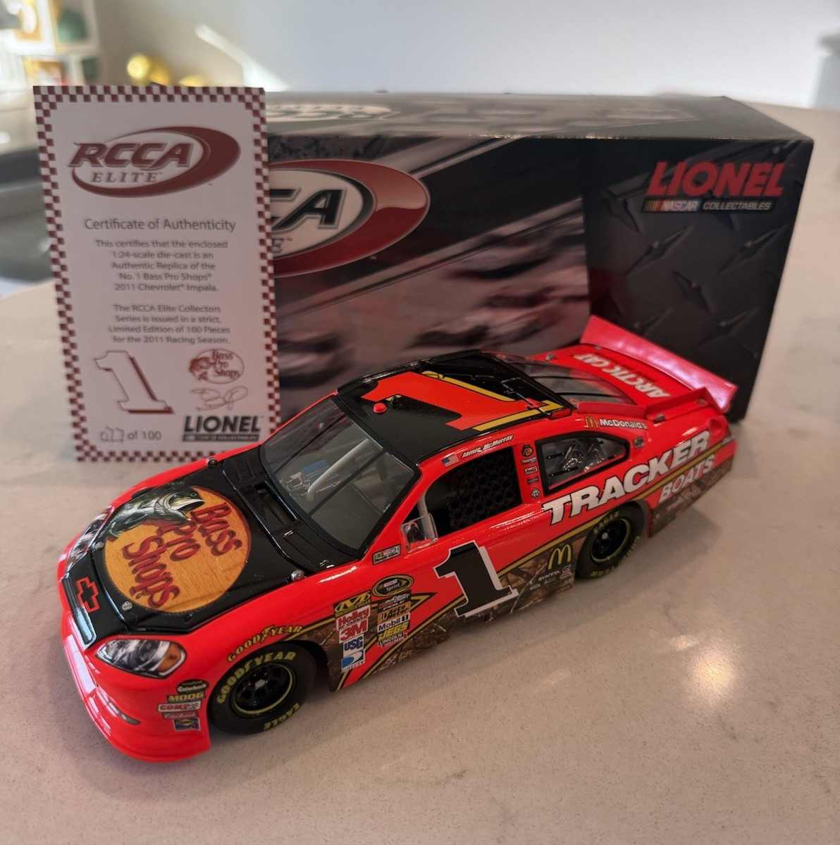 Lionel RCCA Elite Jamie McMurray 2011 #1 Bass Pro/Tracker Chevy Impala 1:24 Rare