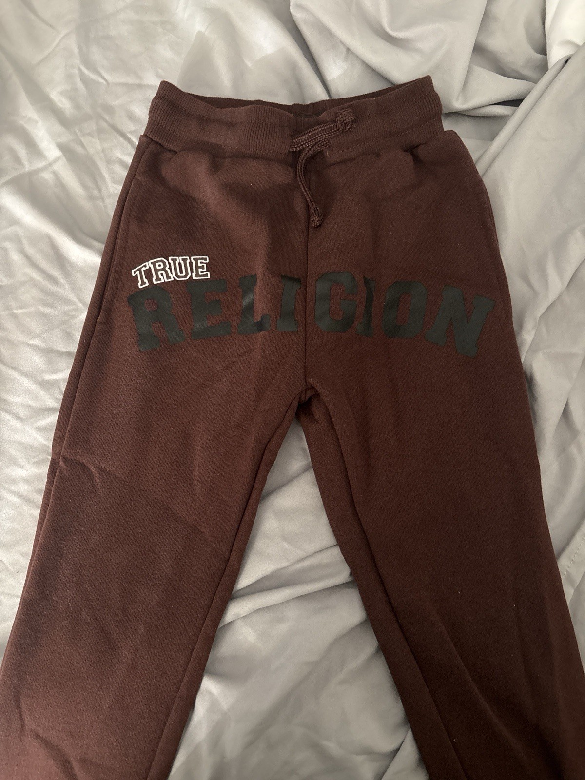 True Religion Brown Logo Sweatpants Size S Drawstring Elastic Waist