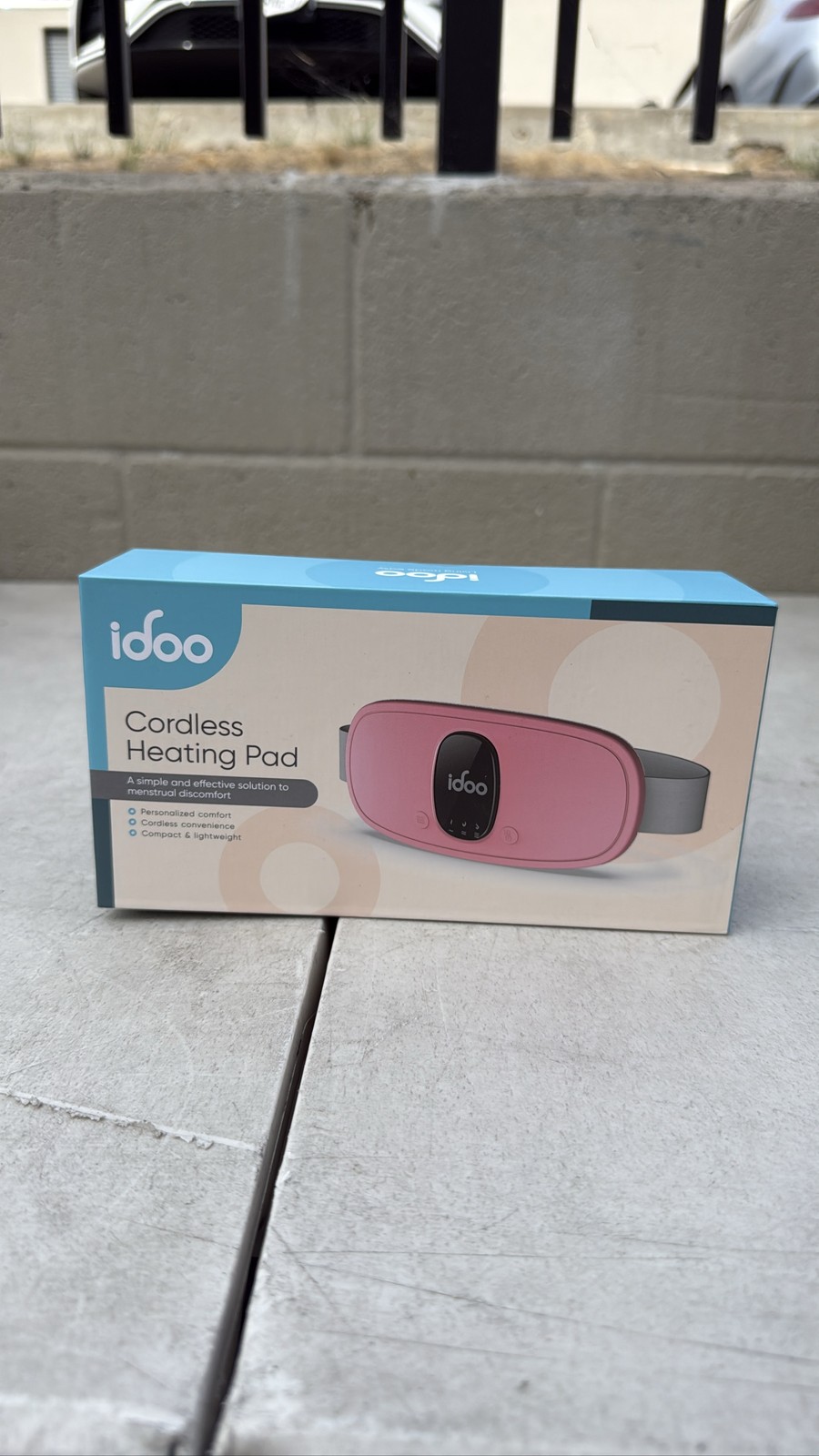 iDOO Cordless Electric Heating Pad for Period Cramps Pink Belt