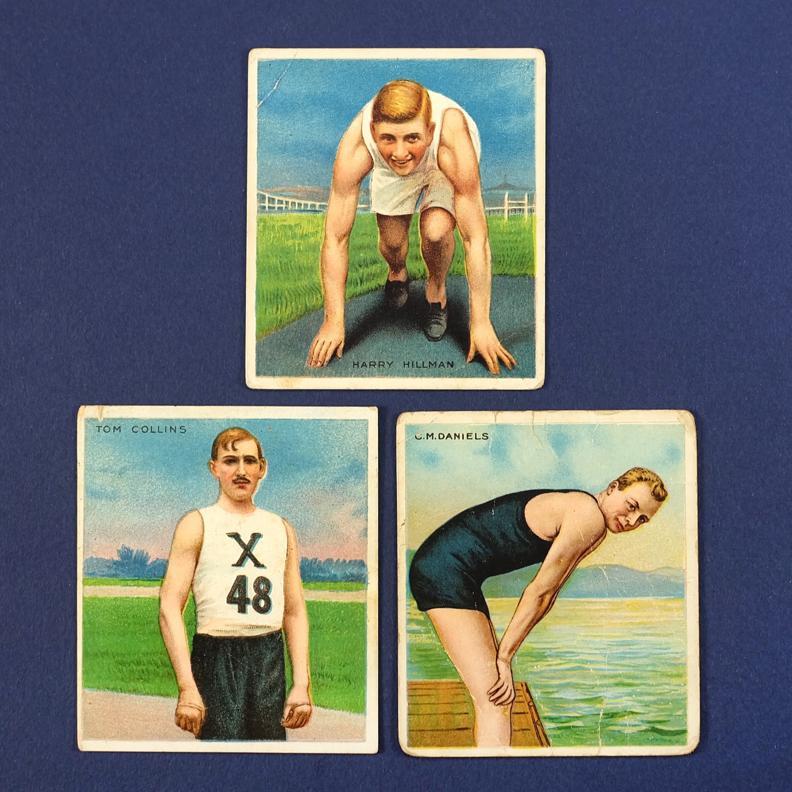 3 Antique 1910s Hassan & Mecca Cigarettes Trading Cards – Athlete Series