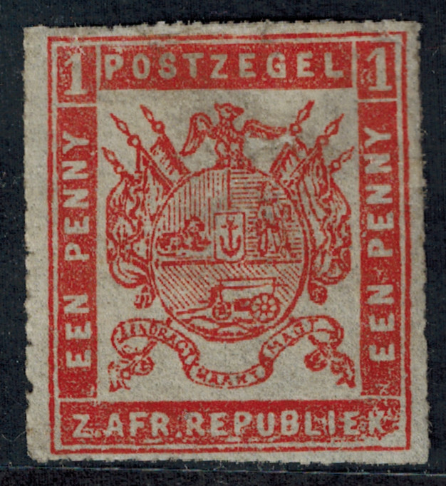 TRANSVAAL 1870 SG 10 1d Carmine Rose Thin Paper Fine Roulette Unused GEM