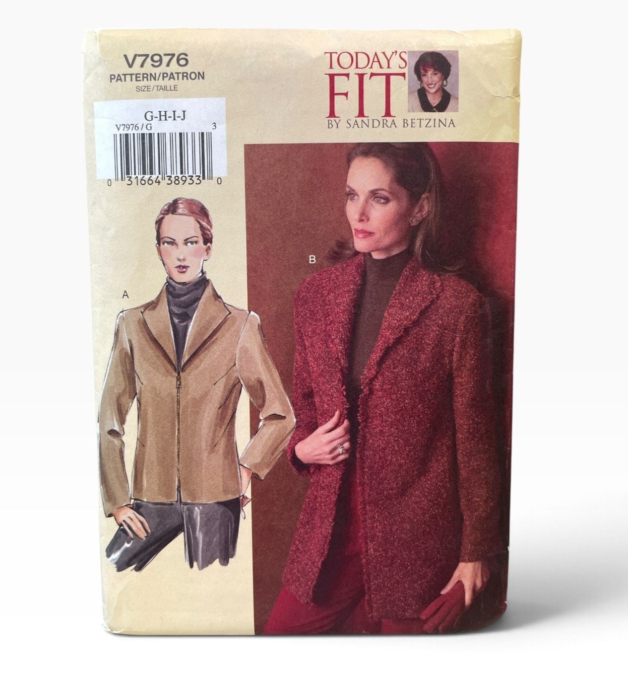 Vogue V7976 Jacket Coat Today's Fit G-H-I-J Early 2000s Uncut FF