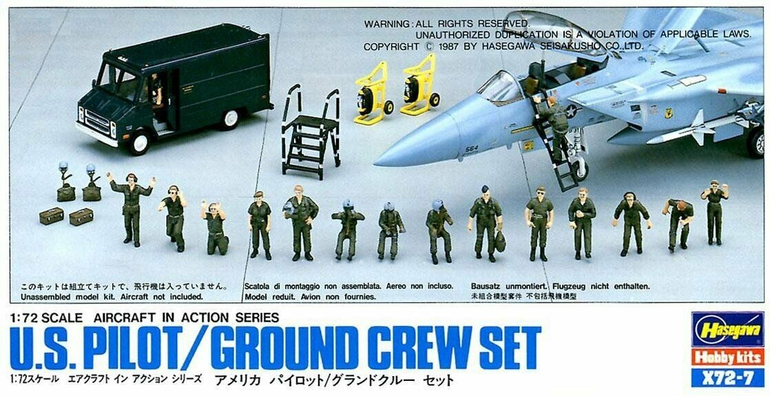 Hasegawa X72-7 1/72 Scale Aircraft Model Kit U.S USAF Pilot/Ground Crew Set