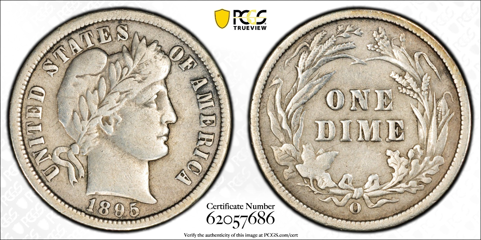 1895-O Barber Silver dime PCGS Genuine cleaned-VF Detail NEW ORLEANS US Coin 10c