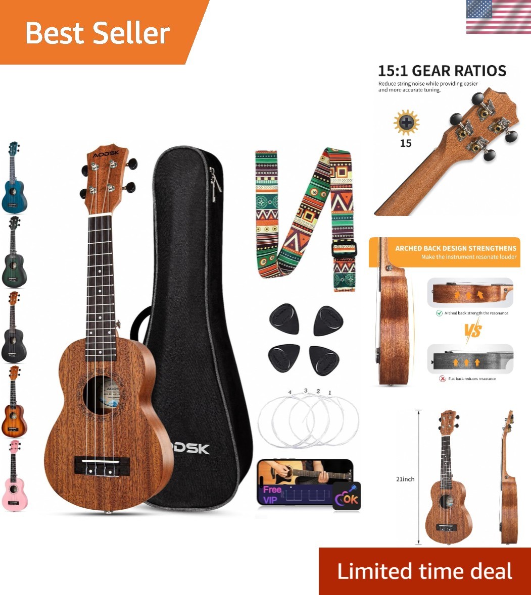 Beginner-Friendly 21-Inch Soprano Ukulele Gift Set - Complete Accessory Package Beginner-Friendly 21-Inch Soprano Ukulele Gift Set - Complete Accessory Package