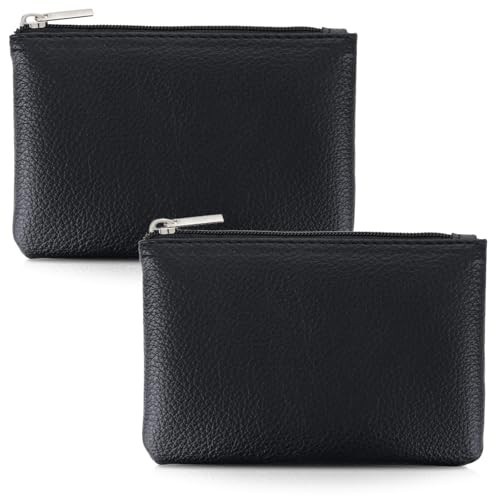 2 Pack Leather Zipper Coin Purse,Portable Change Wallet,Coin Pouch 2PCS Black 2 Pack Leather Zipper Coin Purse,Portable Change Wallet,Coin Pouch 2PCS Black