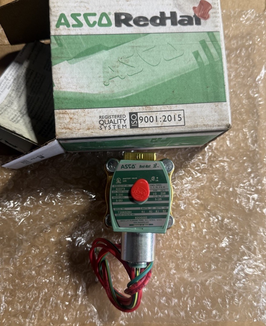 ASCO 8210G002 RedHat II Solenoid Valve 1/2” NPT 120VAC 2-Way NC New Open Box
