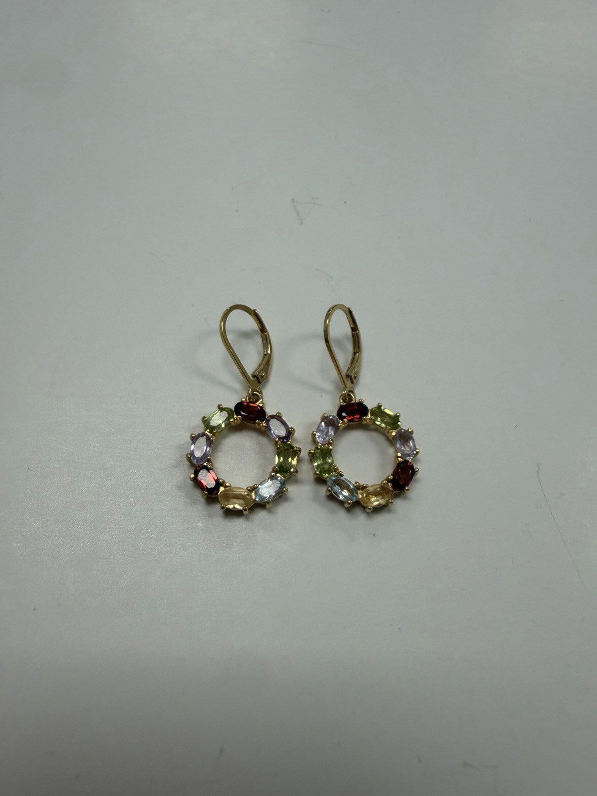 Vintage PAJ China Gold Plated Sterling Multi Stone Wire Earrings. L61