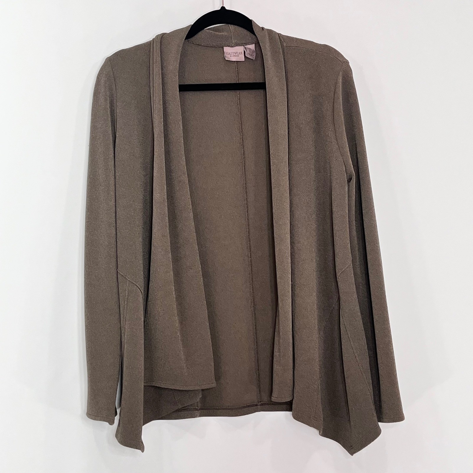 Easywear by Chico\'s Women Olive Green Open Front Shawl Collar Cardigan Size 0 S