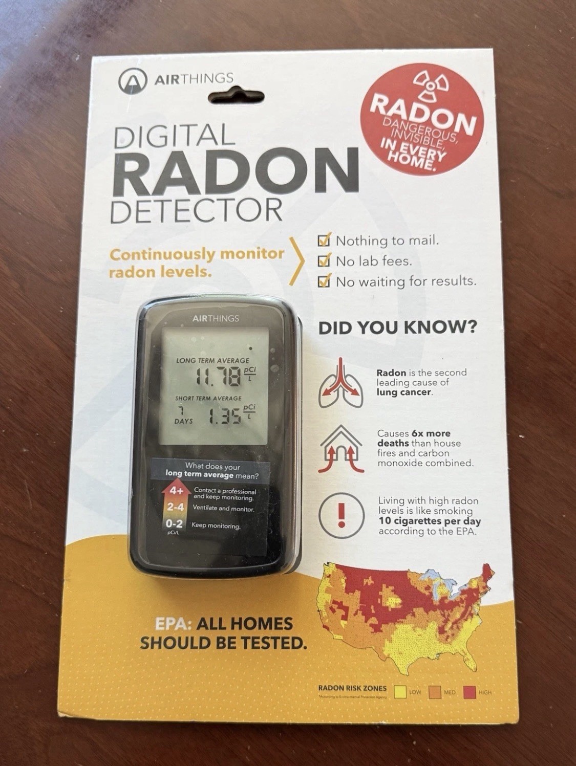 Airthings Battery Operated Digital Radon Detector,  BRAND NEW 