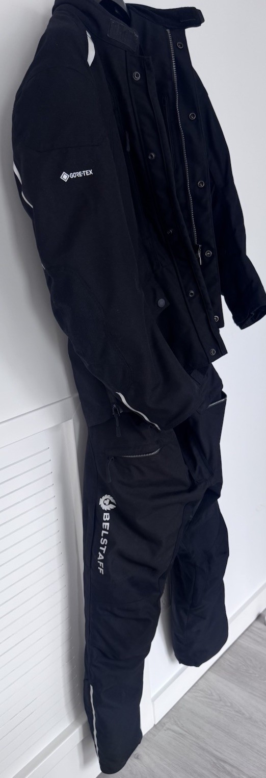Belstaff 2 Set Piece Jacket and Pants Men\'s Size L Black ,Reflective Silver