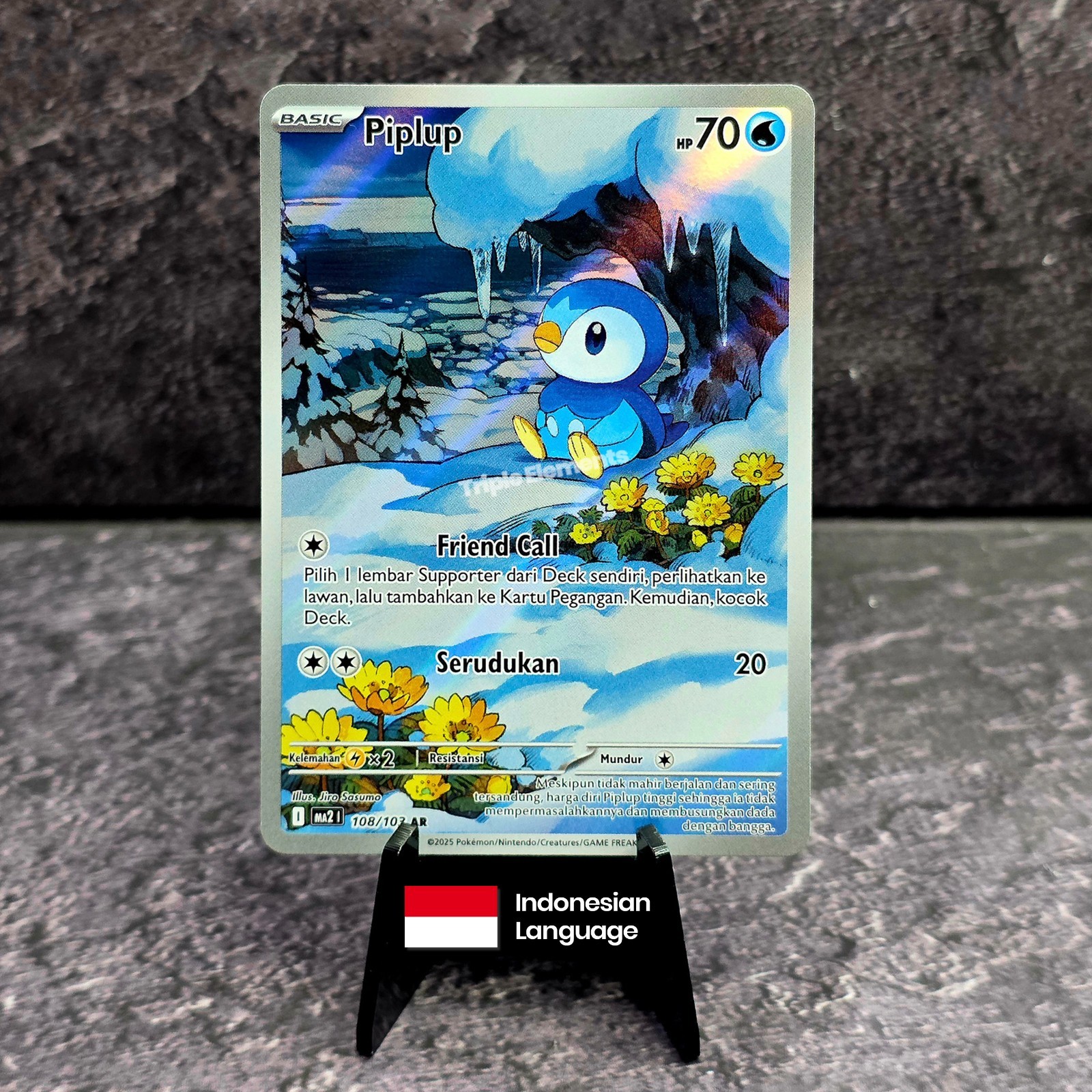 Piplup Pokemon Card AR 108/103 NM Kobaran Biru MA2 - Indonesia