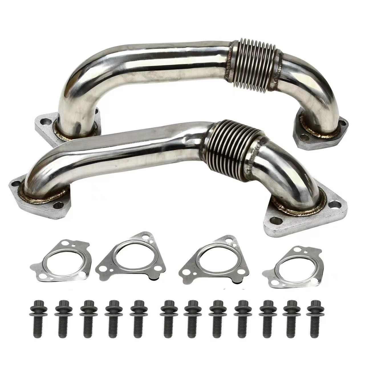 Heavy Duty Upgraded 304SS Up Pipes W/ Gaskets Fit 6.6L 01-16 GMC Chevy Duramax