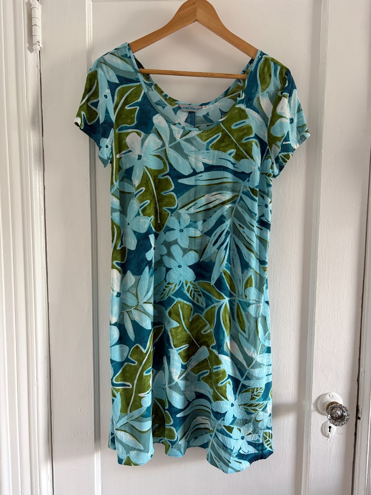 Jams World Honoka\'a Tropical Floral Leaf Print Shift Dress Size Small