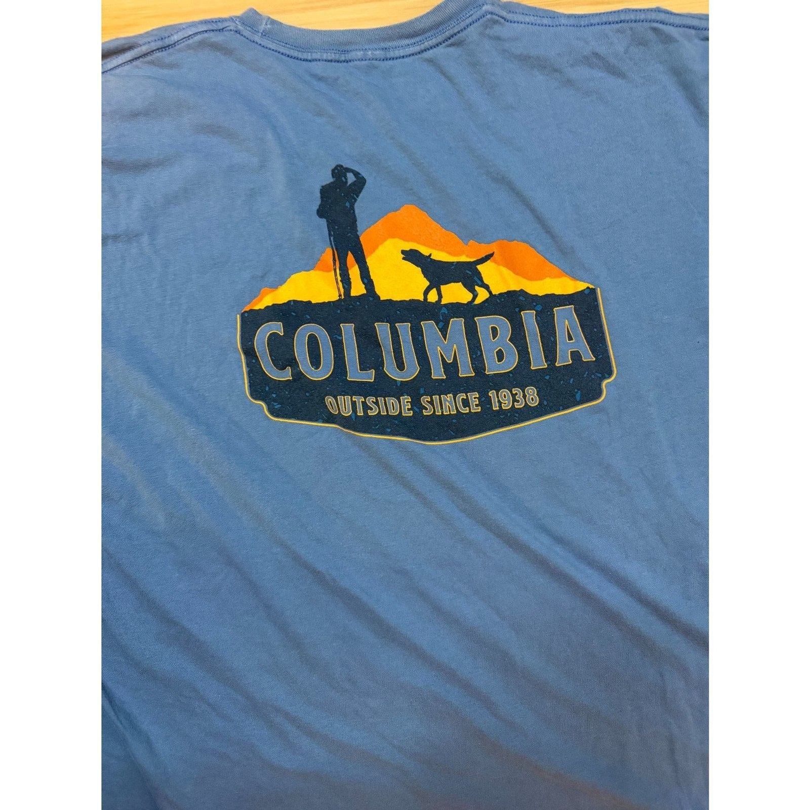 Columbia Sportswear Hiking Dog Graphic T-Shirt Slate Blue Men\'s 3X Big 3TG