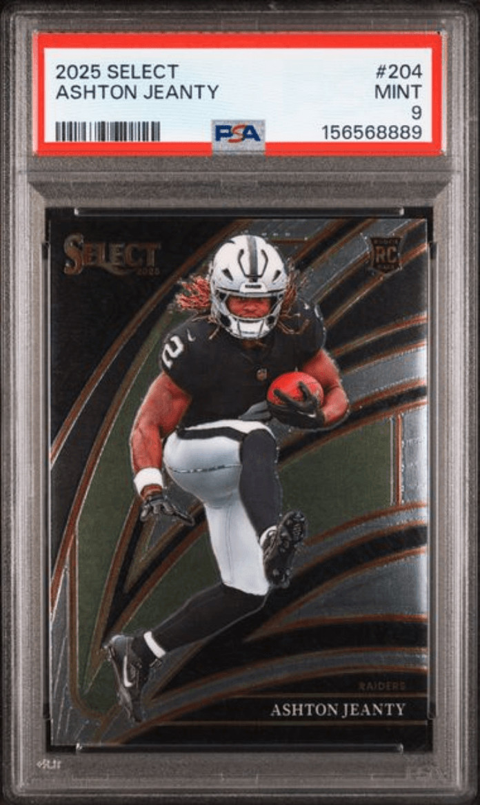 Graded 2025 Panini Select Ashton Jeanty #204 Rookie RC Football Card PSA 9 Graded 2025 Panini Select Ashton Jeanty #204 Rookie RC Football Card PSA 9