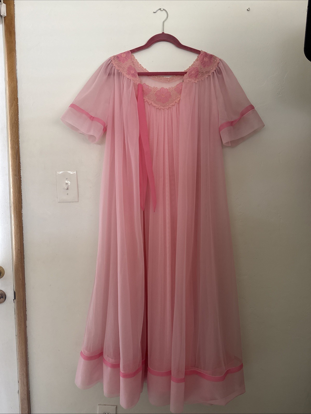 VTG 1960s Gossard Artemis Set Pink Chiffon Nightgown And  Robe S
