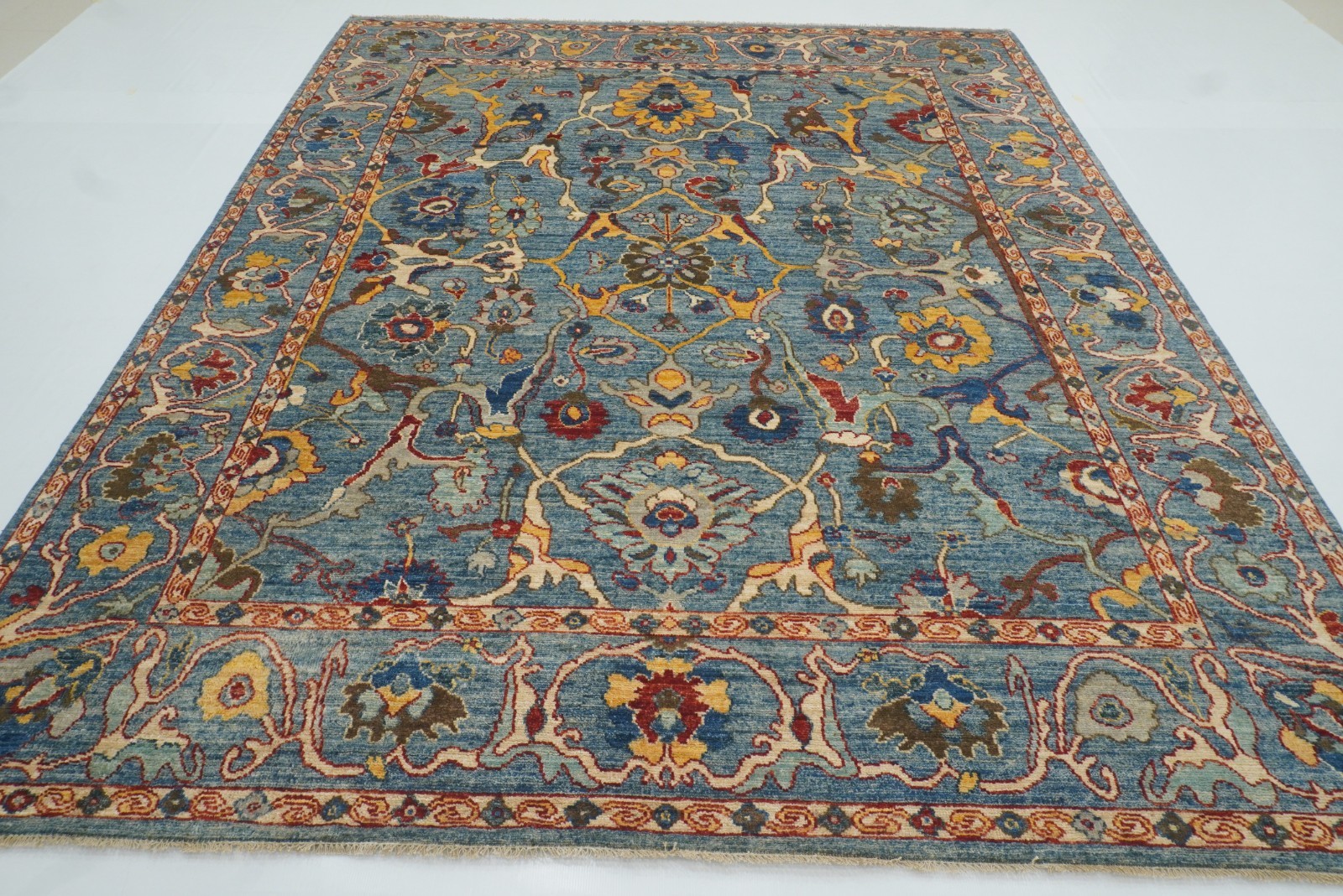 8x10 ft Blue Turkish Oushak Hand Knotted Wool Oriental Rug 8x10 ft Blue Turkish Oushak Hand Knotted Wool Oriental Rug