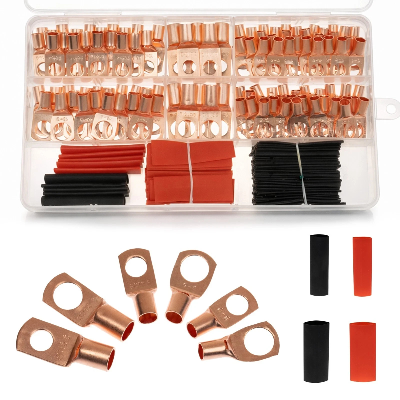 220PCS Car Ring Bare Copper Lug Terminal Kit SC Crimp Electrical Wire Connectors 220PCS Car Ring Bare Copper Lug Terminal Kit SC Crimp Electrical Wire Connectors