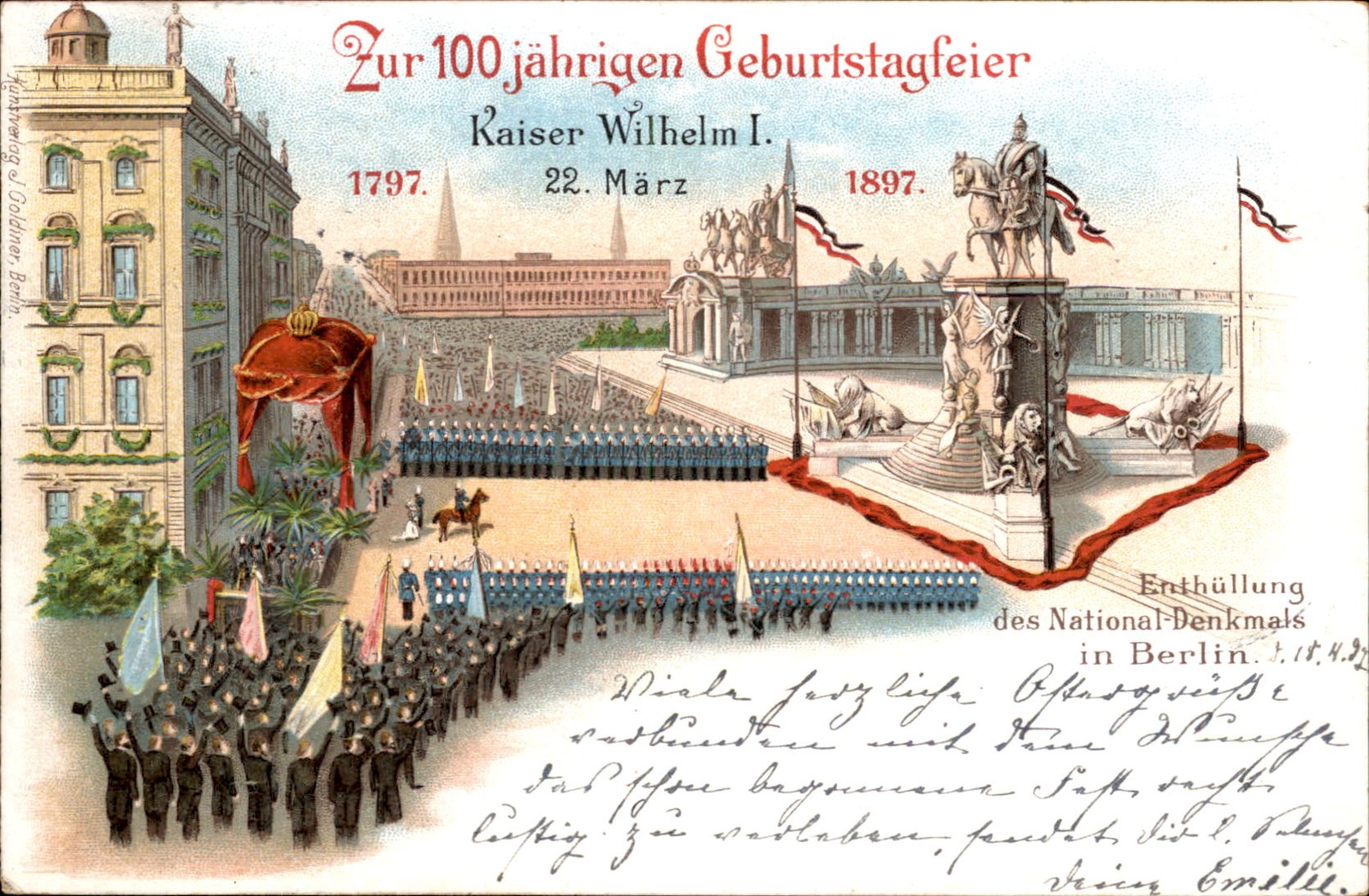 Berlin Kaiser Wilhelm I Birthday Celebration c1897 Vintage Postcard bhn Berlin Kaiser Wilhelm I Birthday Celebration c1897 Vintage Postcard bhn