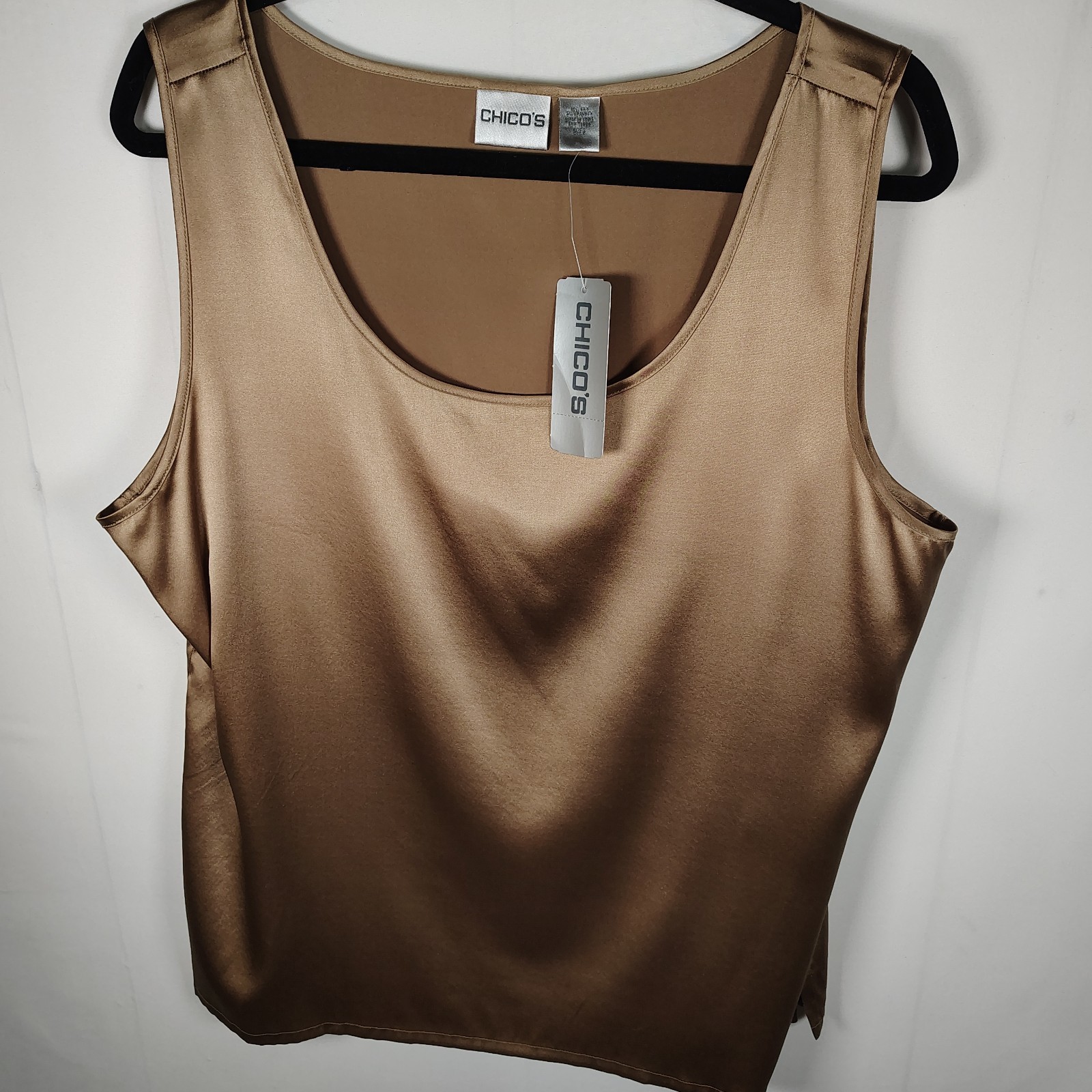 Chicos Champagne Silk Blend Stretch Tank Top Size 3 - XL NWT Career Travel