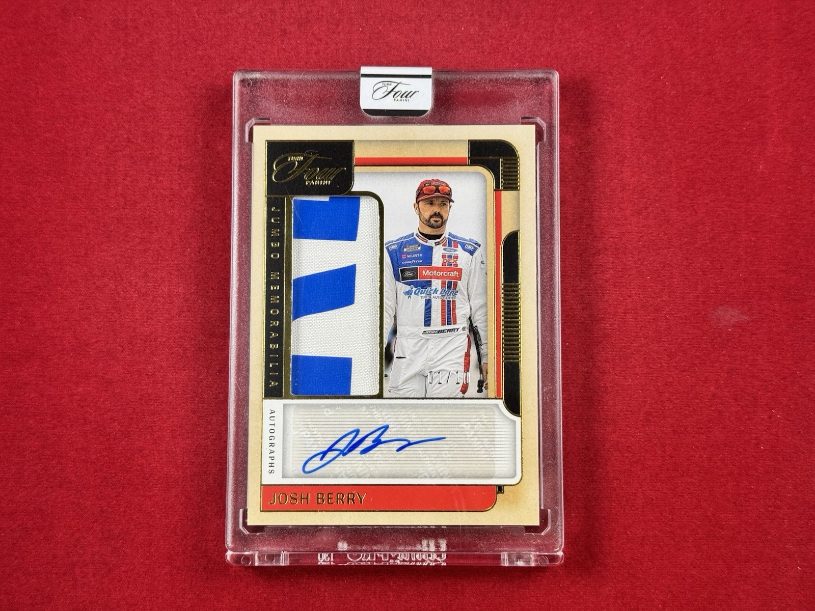 2026 Panini Turn Four NASCAR Josh Berry Gold Jumbo Memorabilia Patch Auto 1/10