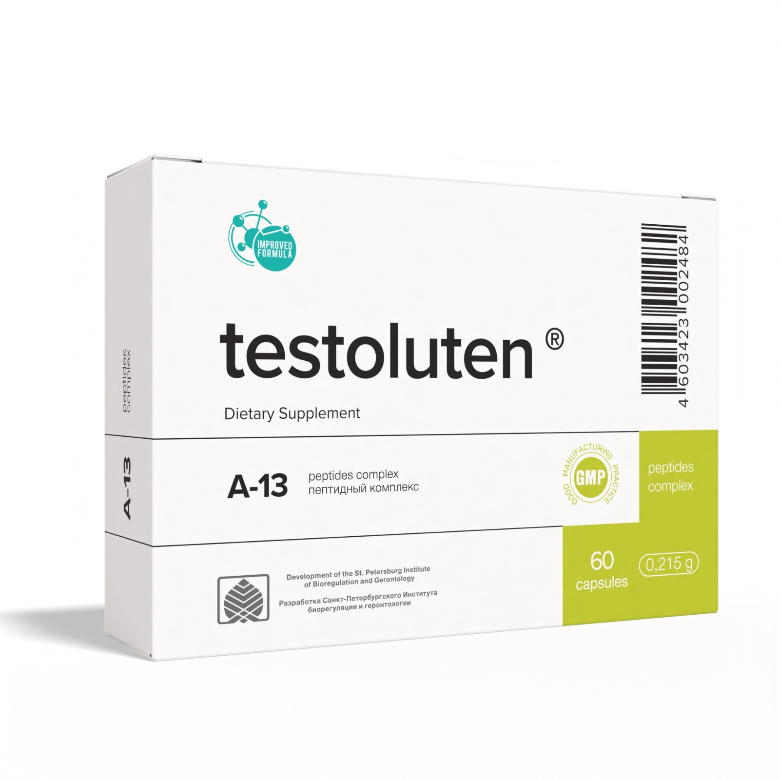 Testoluten A-13 Natural Khavinson Testes Peptide Bioregulator 60 capsules