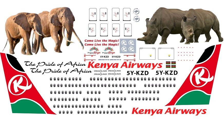 BSmodelle Boeing 787 Kenya Airways decal 1\\144 BSmodelle Boeing 787 Kenya Airways decal 1\\144