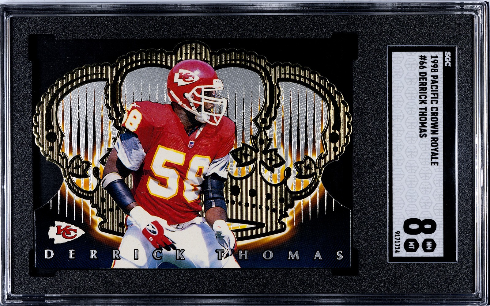 1998 Pacific Crown Royale Derrick Thomas Kansas City Chiefs #66 SGC 8 Low Pop 1998 Pacific Crown Royale Derrick Thomas Kansas City Chiefs #66 SGC 8 Low Pop