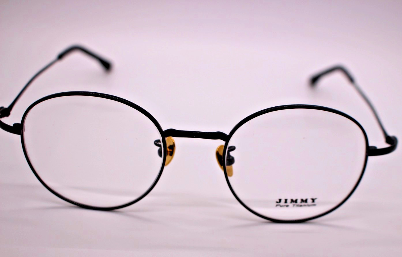 JIMMY PURE TITANIUM T8005 52-17-140 C2 BLACK EYEGLASSES ROUND LENS