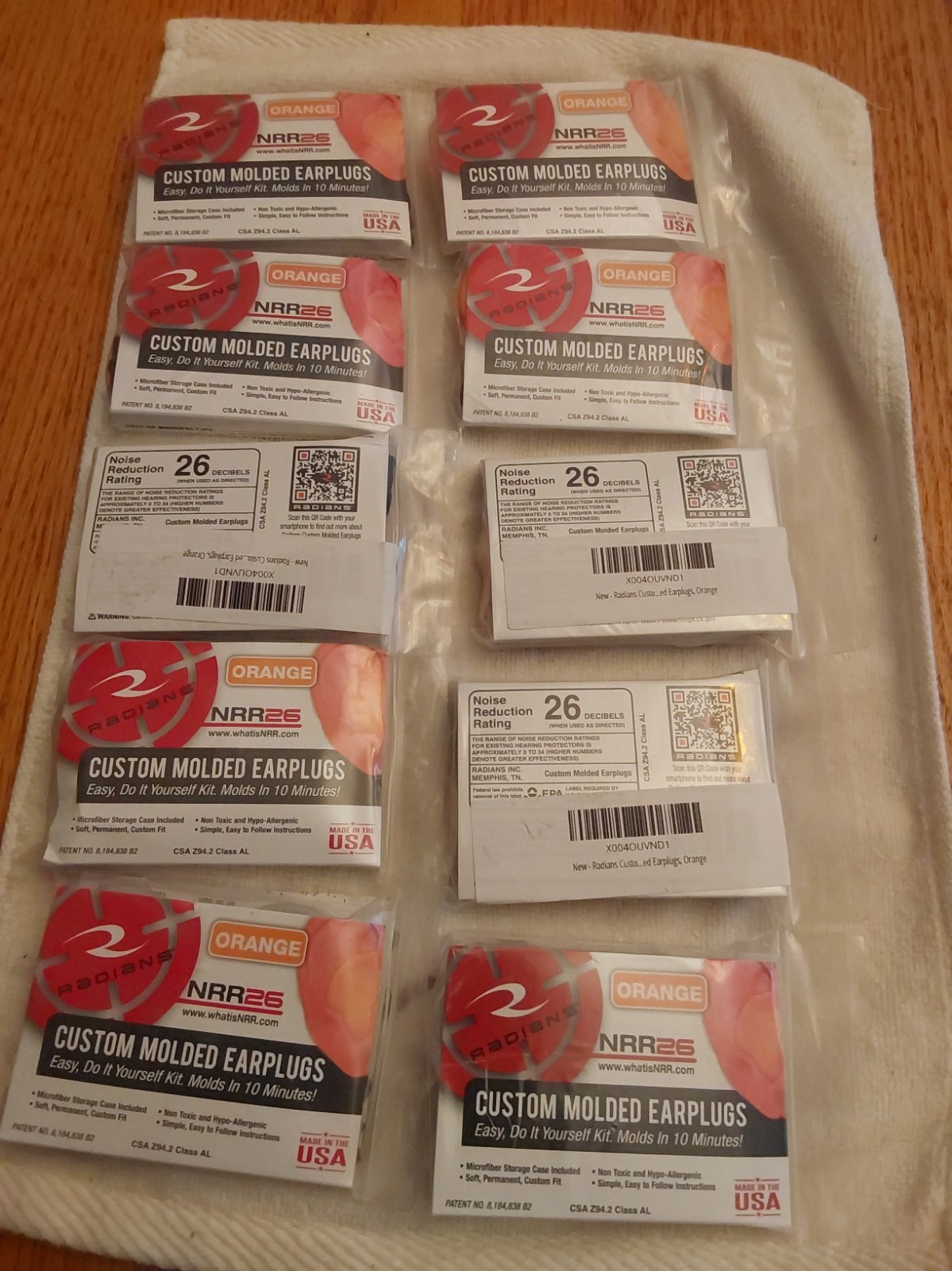 RADIANS Custom Molded Ear Plugs NRR26 TEN (10) Packages SEE pictures 