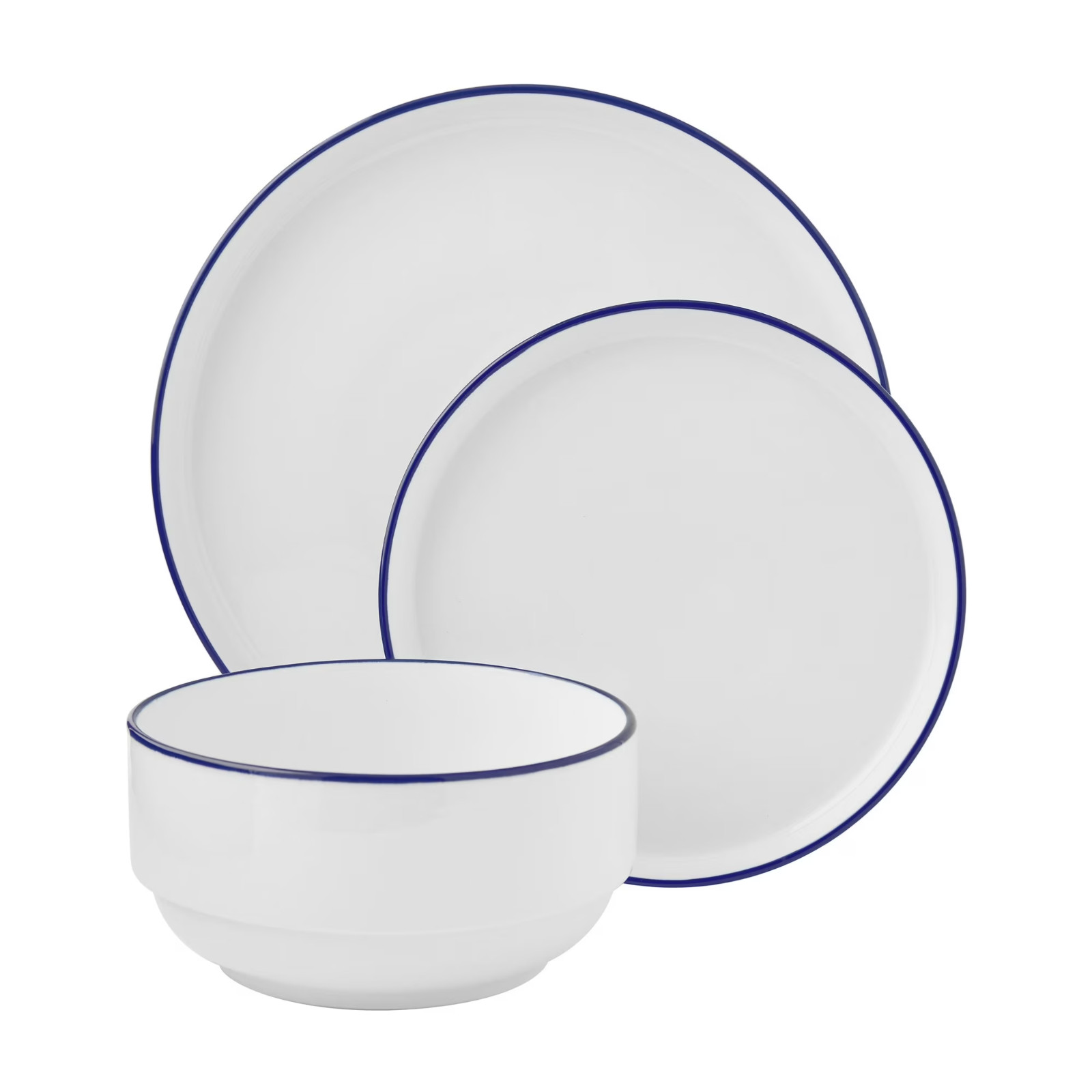 Mainstays 12-Piece Blue Rim Stoneware Dinnerware Set Mainstays 12-Piece Blue Rim Stoneware Dinnerware Set
