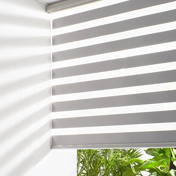 METechs Manual On Sale Zebra Blinds Shades  Manual — Cordless, Gray, Polyester