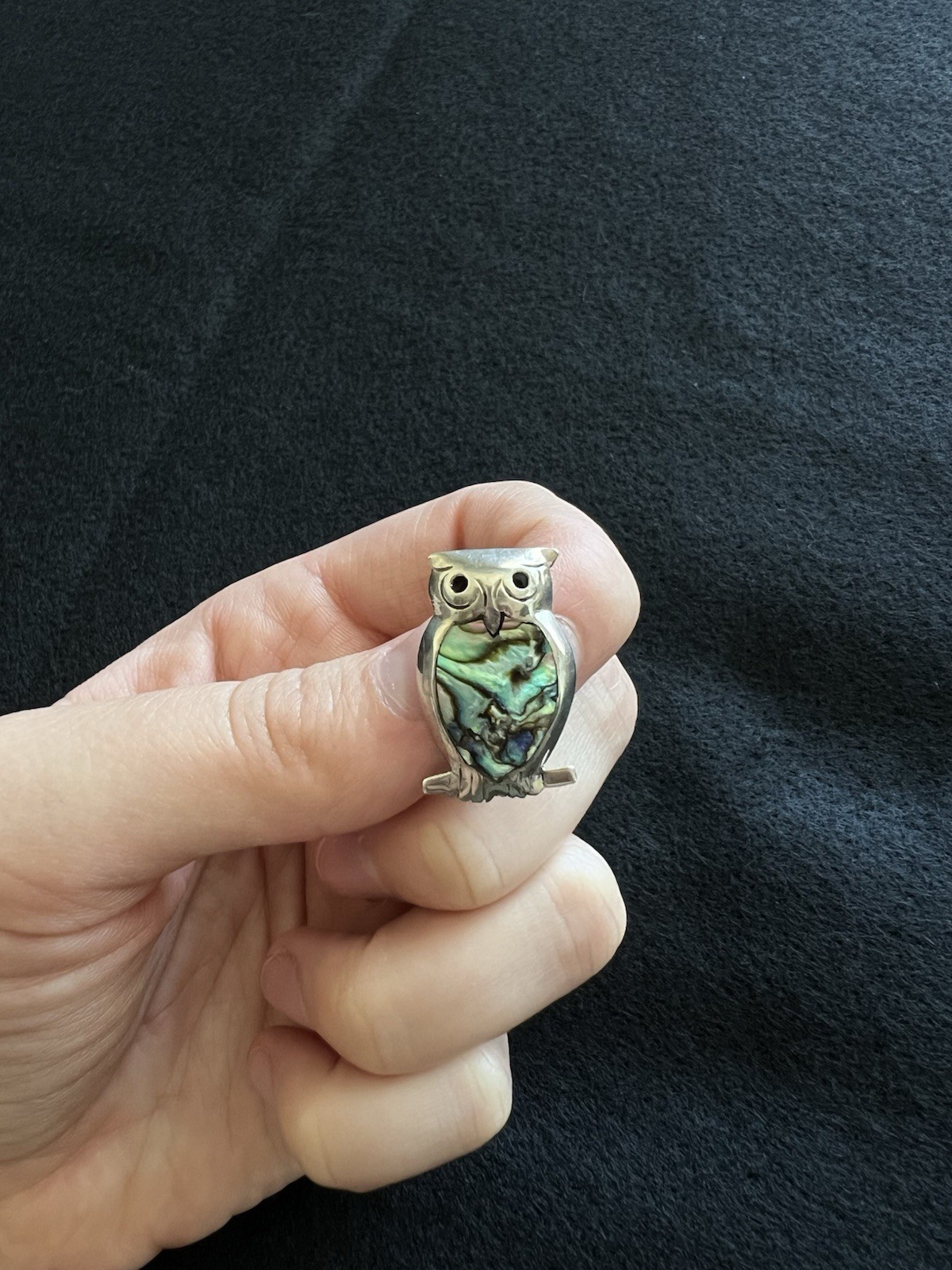 Vintage Signed Mexico 925 Silver Owl Brooch Pin
