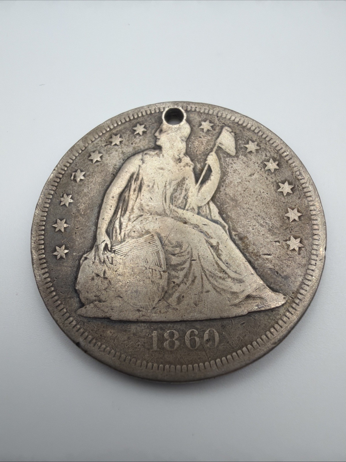 1860-O SEATED LIBERTY $1 DOLLAR SILVER COIN NICE COLLECTOR DATE