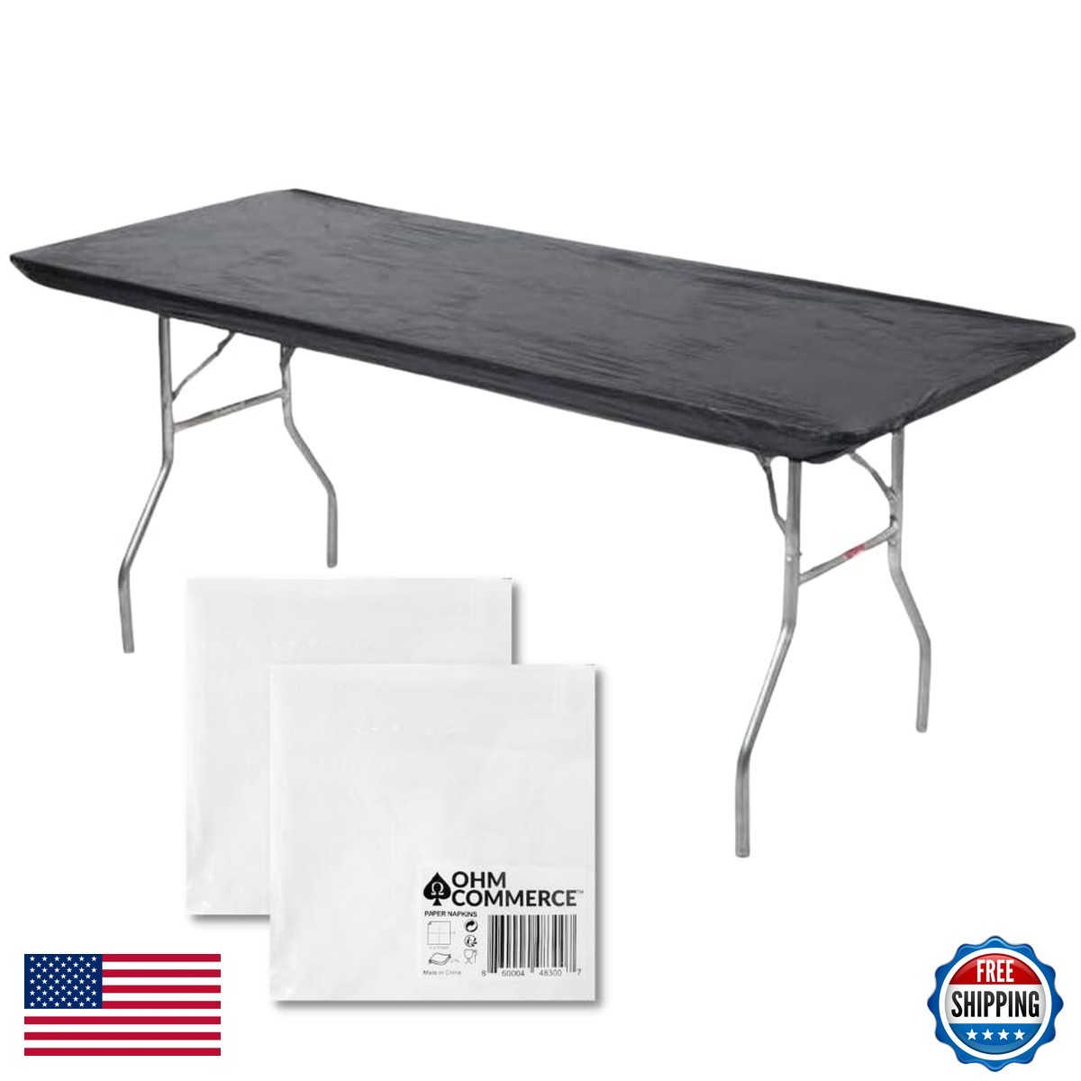 Kwik-Covers Rectangular Plastic Table Covers 8\' Bundle of 10 (30x96, Black)