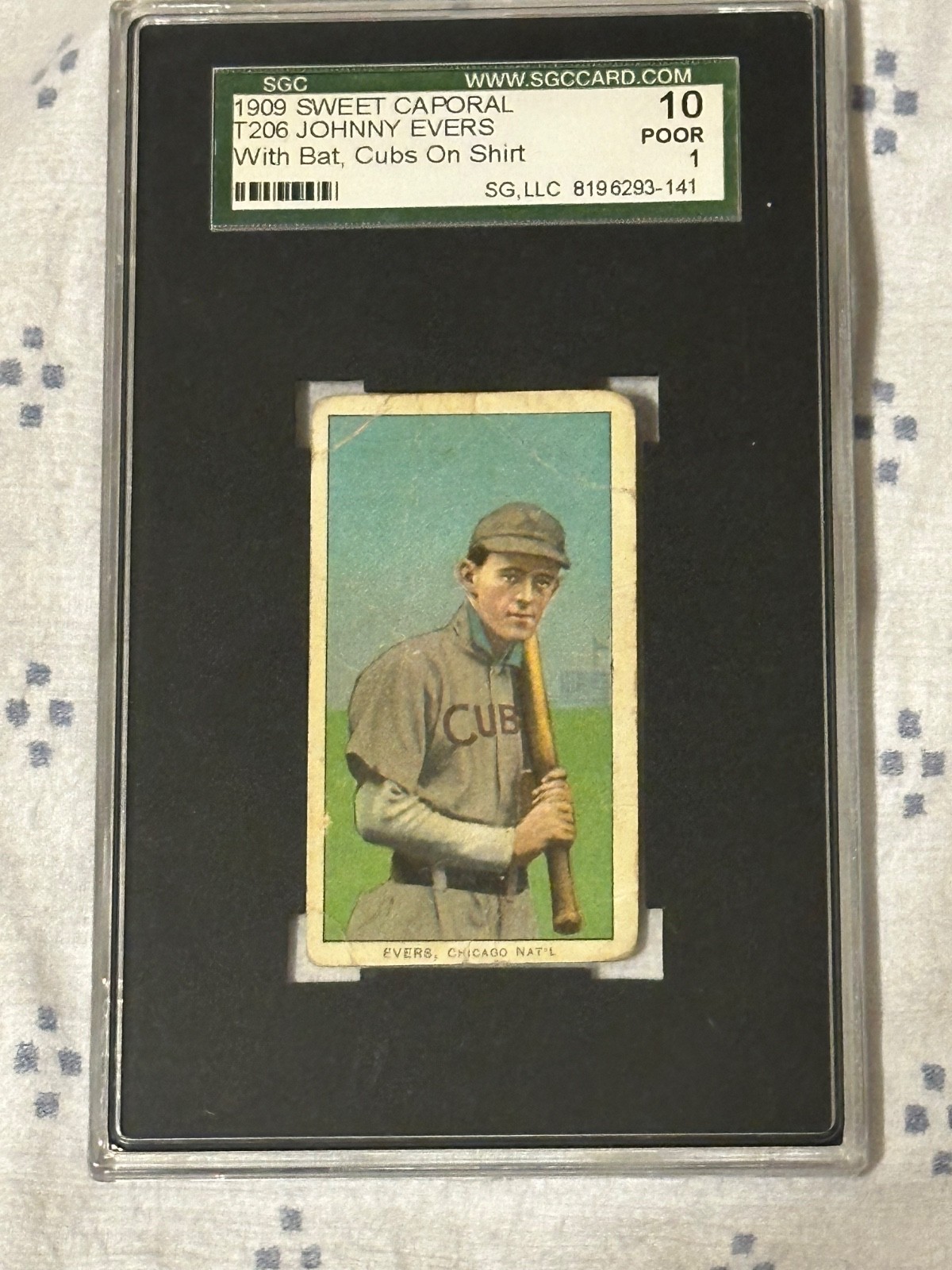 T206 Sweet Caporal Johnny Evers Cubs on Shirt SGC 1