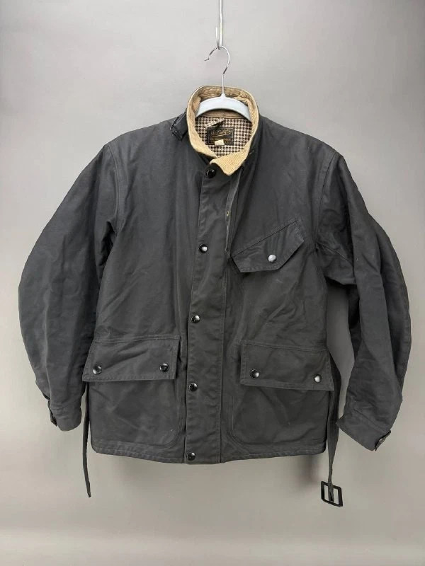 At Last & Co. Timeworn Clothing Mens Black Belted Waxed Jacket Lot 715 Size 38 At Last & Co. Timeworn Clothing Mens Black Belted Waxed Jacket Lot 715 Size 38