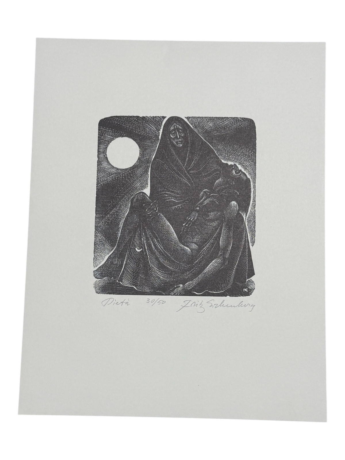 Fritz Eichenberg / Pietà Signed Wood Engraving 1954