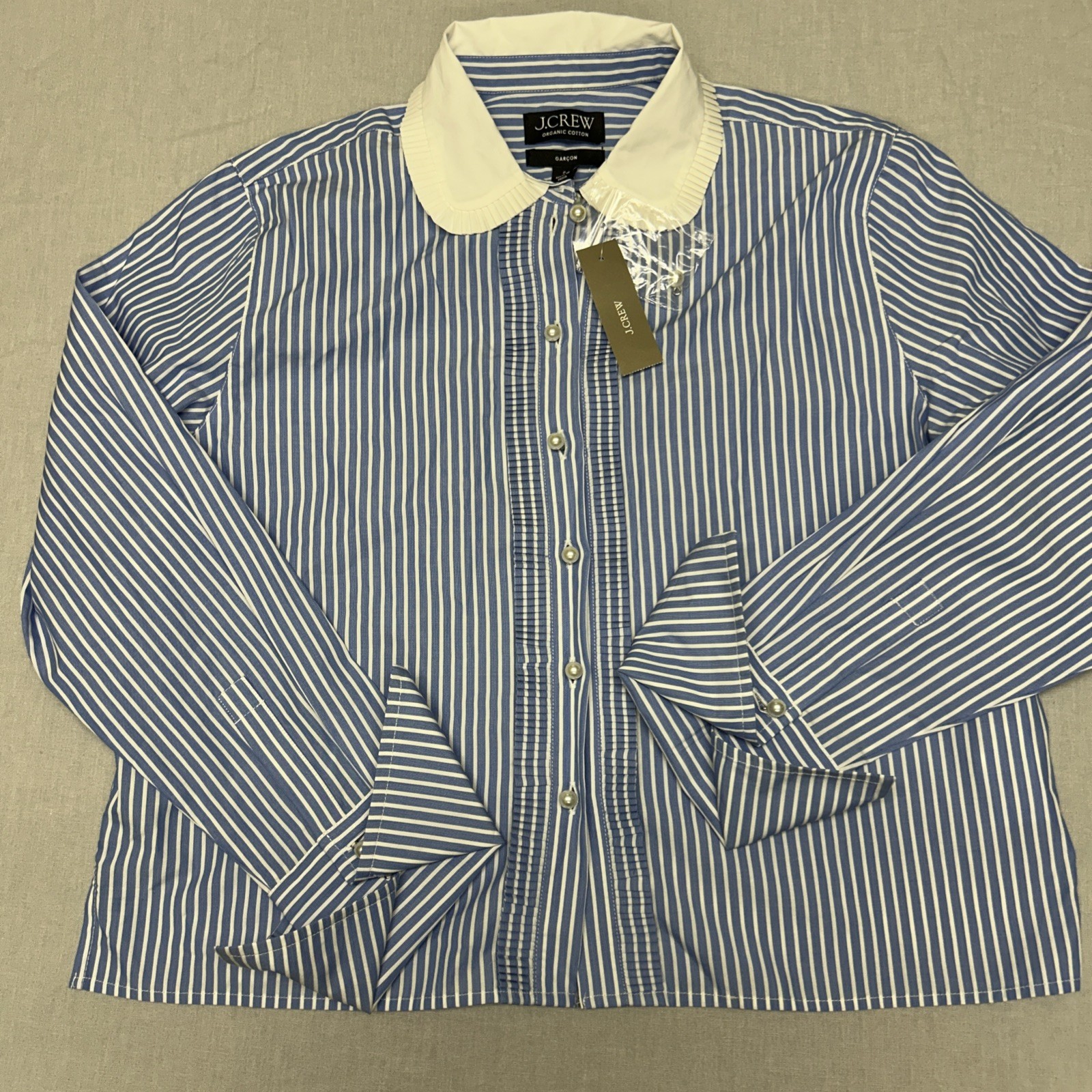 J. Crew Cropped Organic Cotton Garçon Shirt with Pearl Buttons in Stripe Size 0 J. Crew Cropped Organic Cotton Garçon Shirt with Pearl Buttons in Stripe Size 0