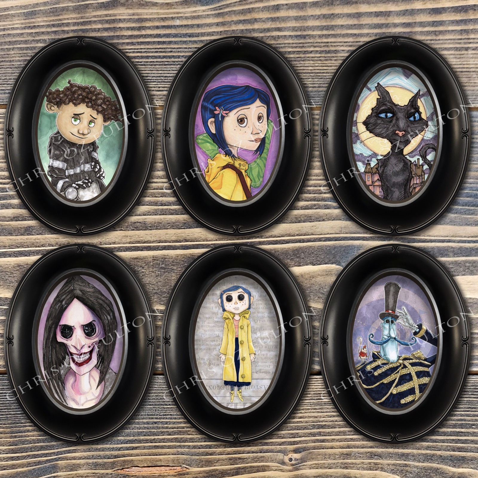 Coraline Movie Framed Art Print Set of 6 By Chris Oz Fulton Signed