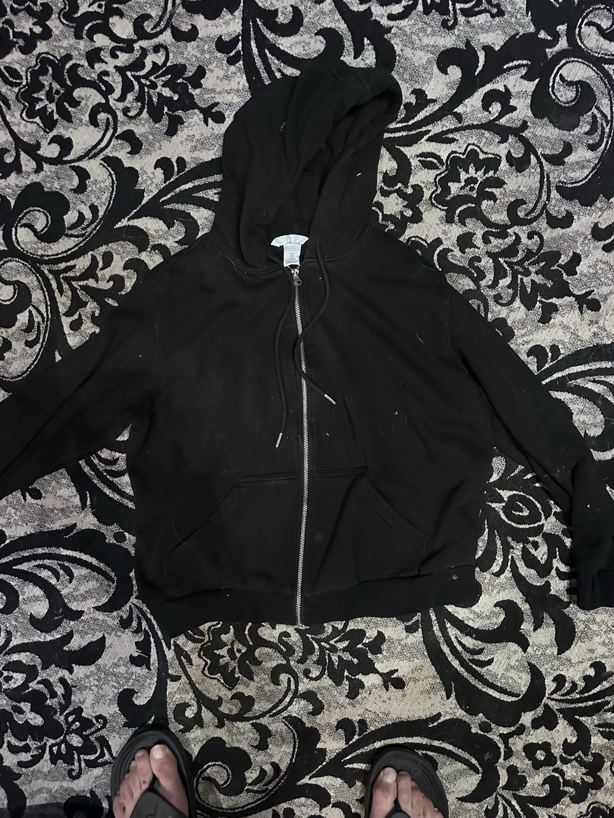 H&M Zip front Black heather Hoodie size Medium