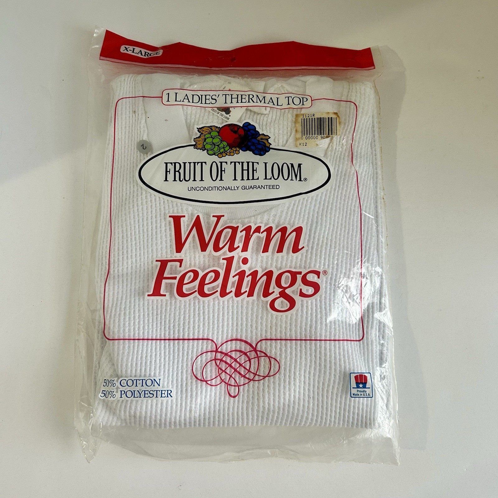 NIP Vintage 1989 Fruit of the Loom Warm Feelings USA Womens XL Thermal Shirt