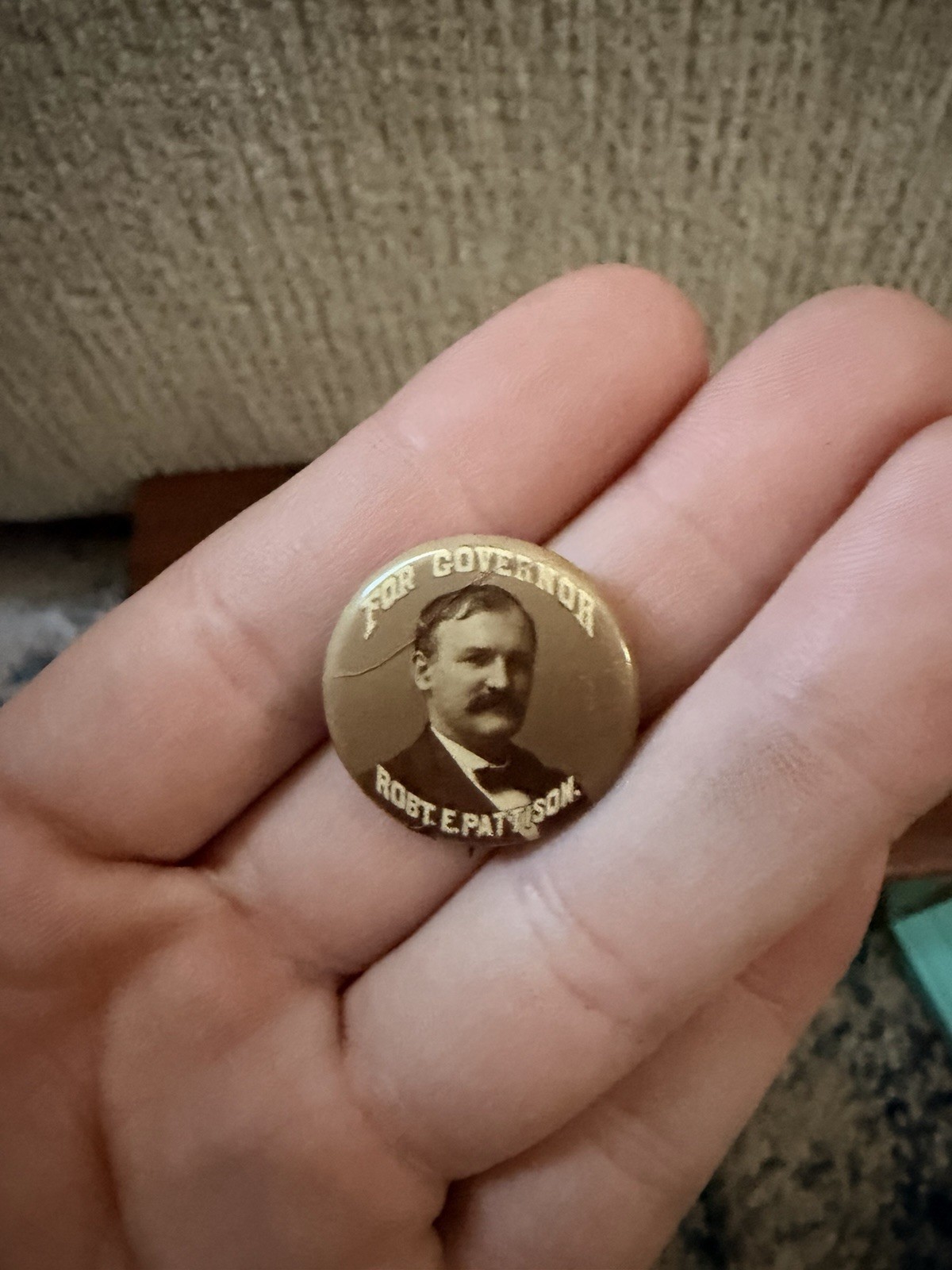 1890 Robert E. Pattison For Governor Pennsylvania Antique Political Photo Pin