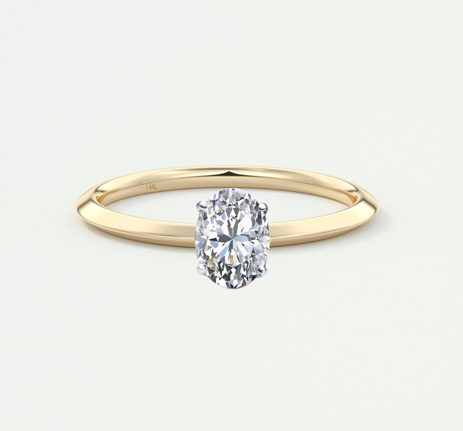 0.90 Ct Oval Cut F/VS Lab Created Grown Diamond Engagement Ring 14K Yellow Gold
