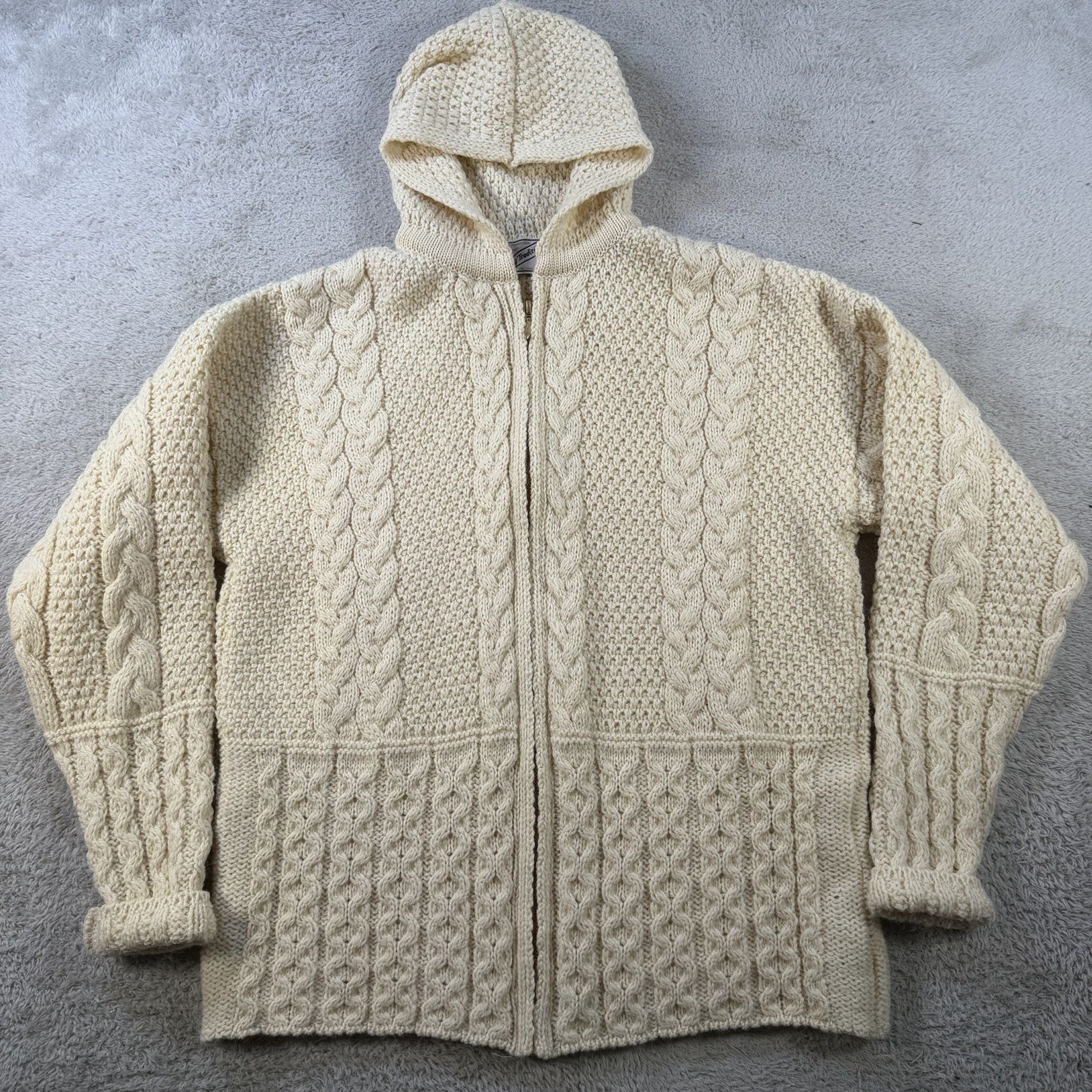 Vintage Kerry Traditions Sweater Women XL Wool Hooded Cable Chunky Knit Full Zip Vintage Kerry Traditions Sweater Women XL Wool Hooded Cable Chunky Knit Full Zip