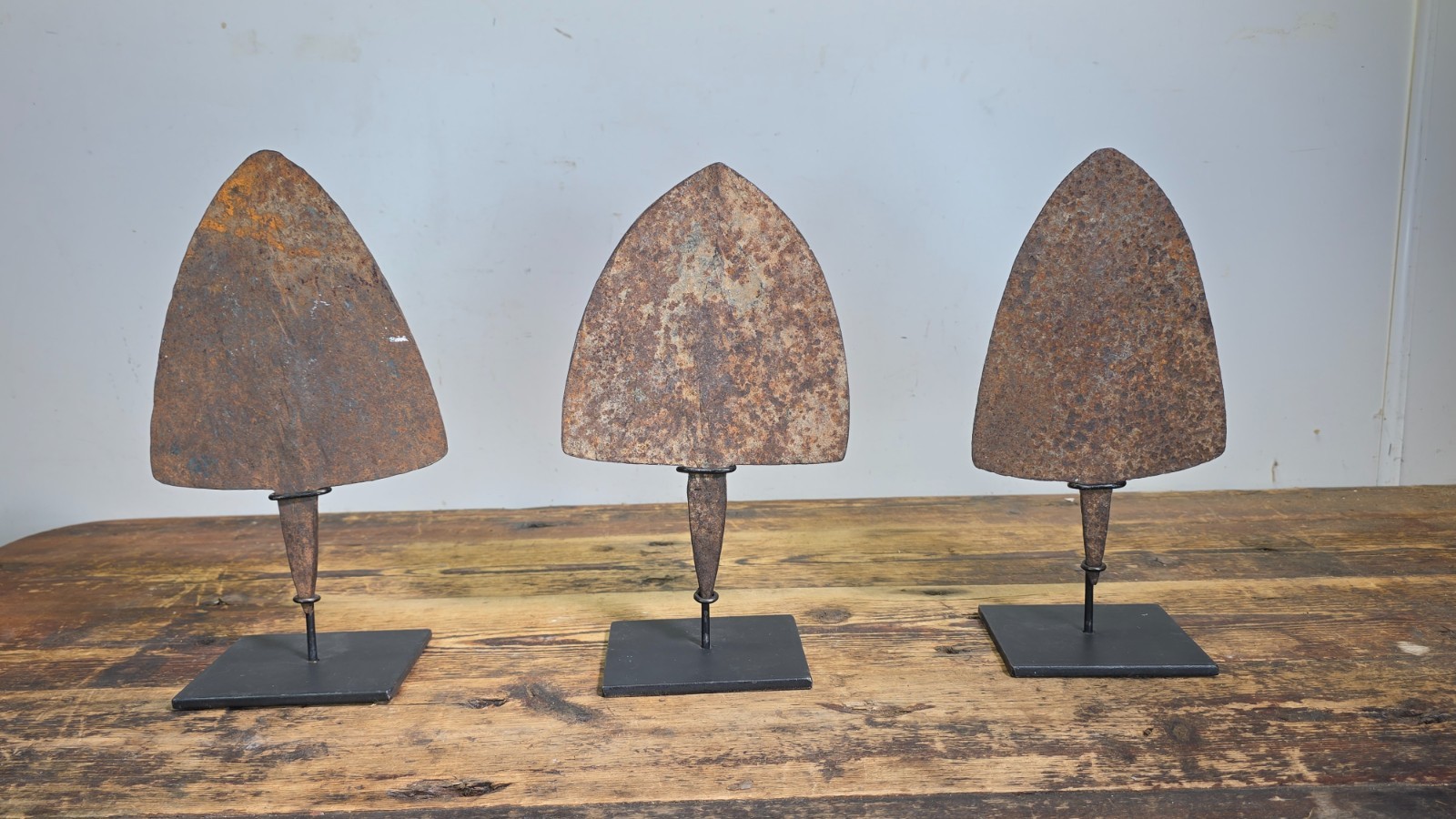 Antique African Tribal Iron Hoe Currency Chamba Nigeria Artifact Sculptures Set