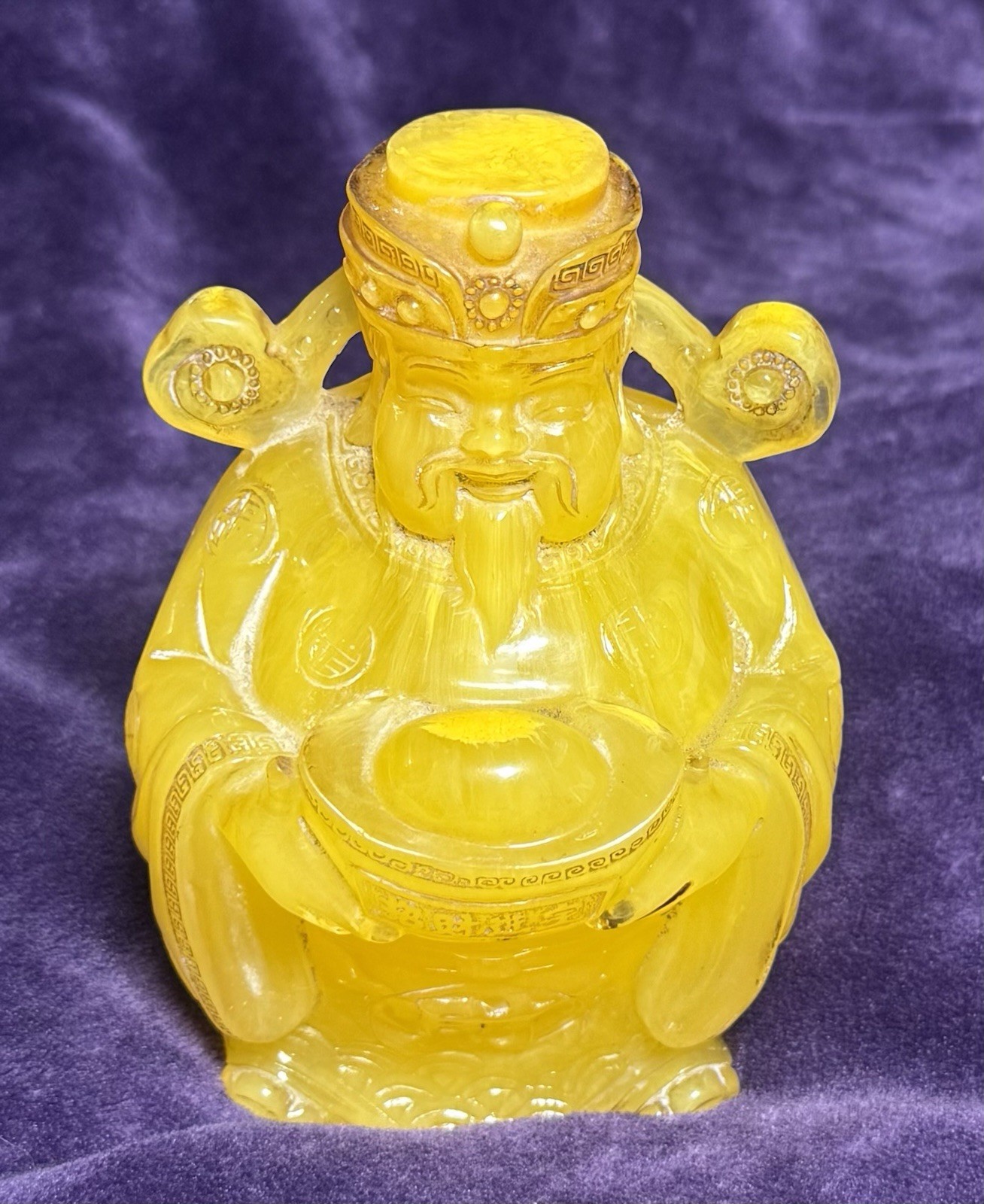 Vintage 7” Feng Shui Amber Cai Shen Chinese God Of Wealth Statue Heavy Vintage 7” Feng Shui Amber Cai Shen Chinese God Of Wealth Statue Heavy