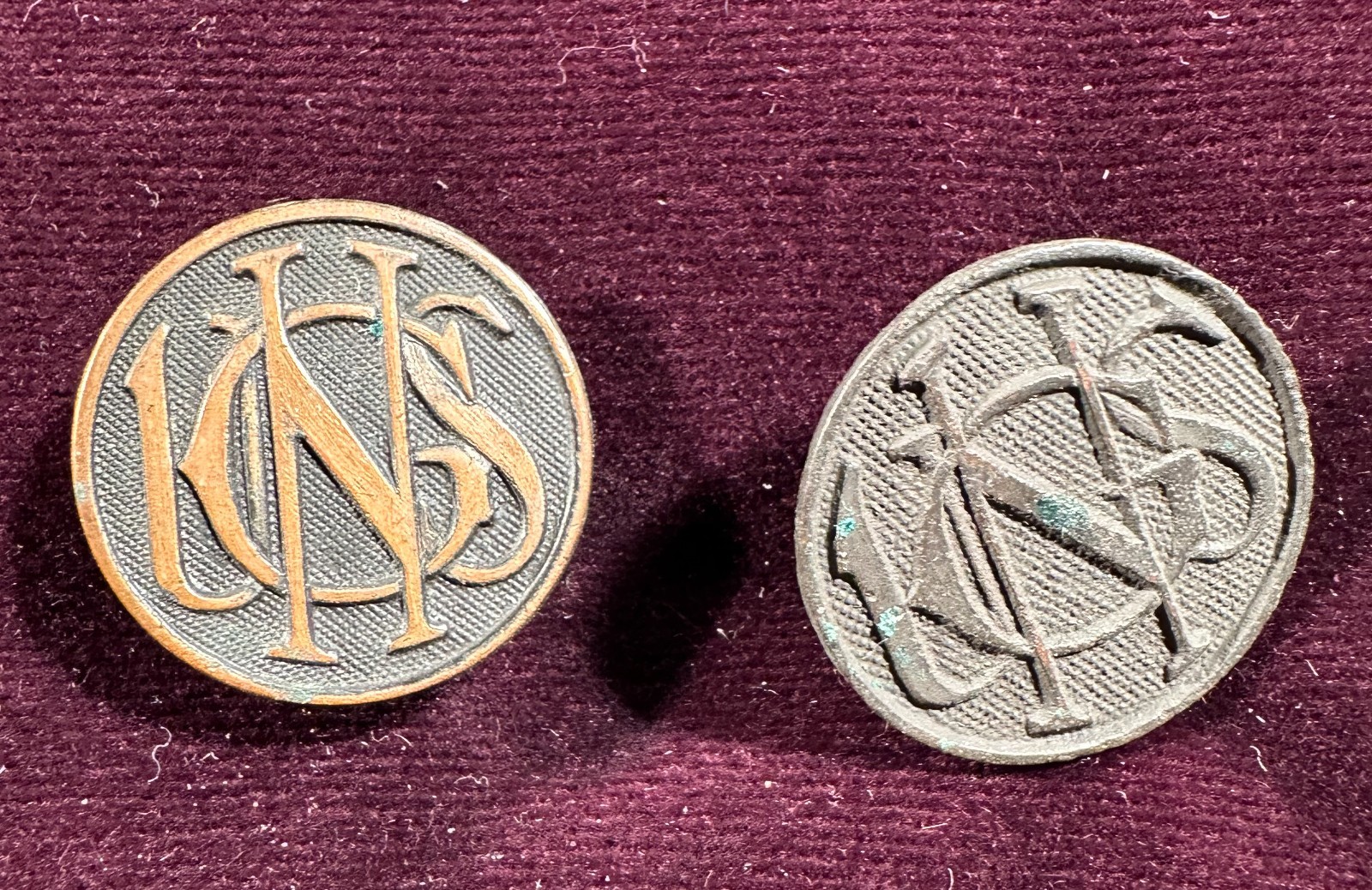 WWI US Enlisted Collar Insignia: USNG; Lot of 2